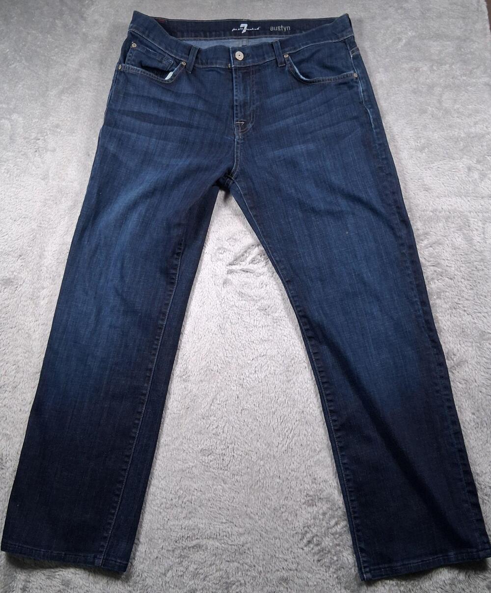 7 For All Mankind Austyn Jeans Mens 36x34 (Fits 32x29) Dark Wash Relaxed Fit